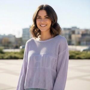 ee:some LONG SLEEVE SWEATER purple lilac SIZE LG to XL KNIT ribbed lightweight